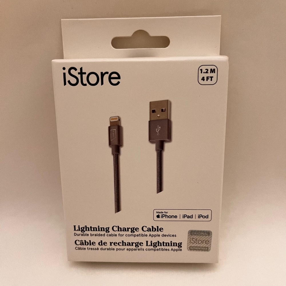 iStore Lightning Charge Cable 4 Foot / 1.2 Meter Space Grey Charge & Sync Cable